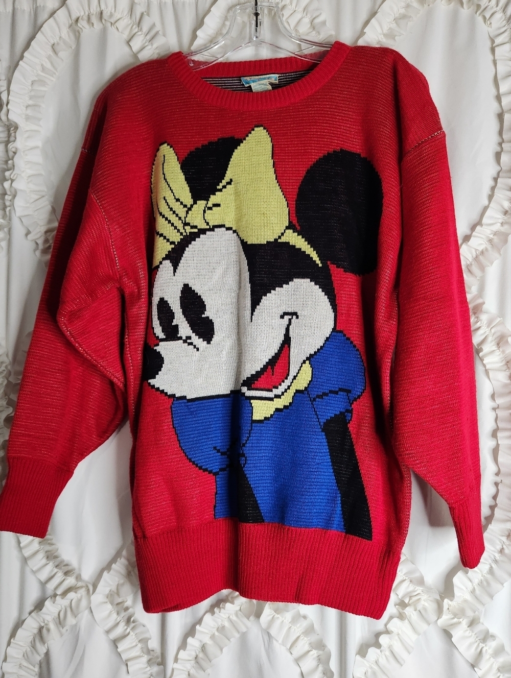 Sunday Comics Vintage Disney Minnie Acrylic Knit Red Sweater Sz Medium